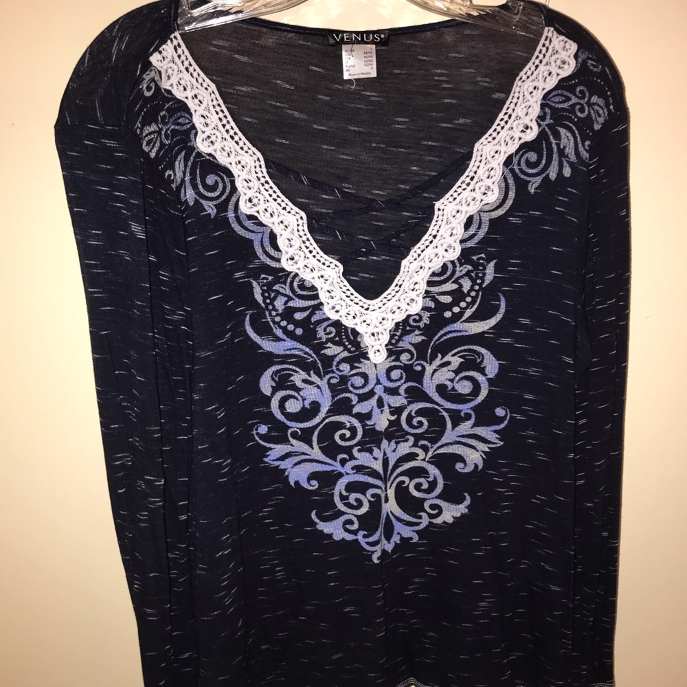 Blue V-neck Shirt
